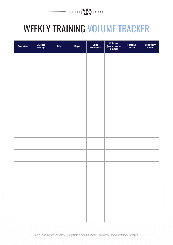 Preview of a printer-friendly weekly training volume worksheet